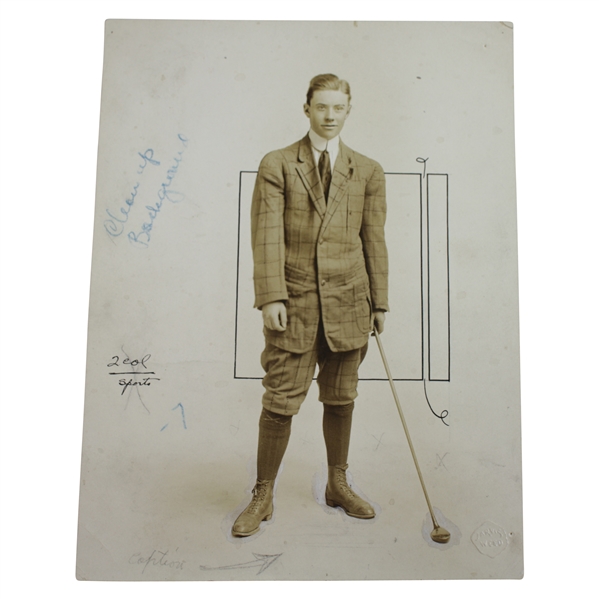1911 Chick Evans Holding Golf Club Original 7x9 1/2 Photo