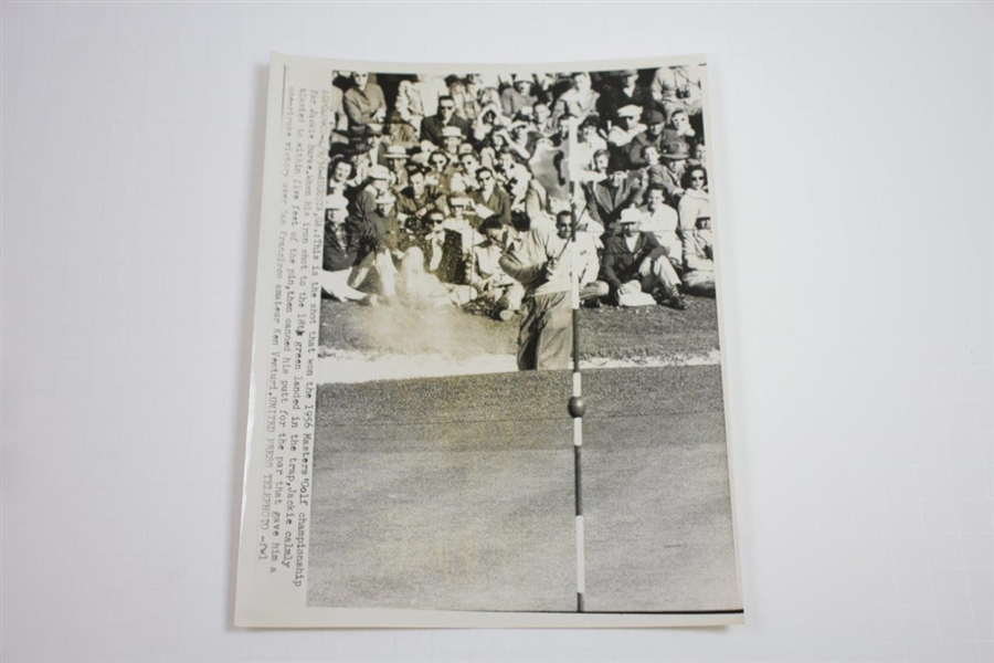 Three (3) Jack Burke Hitting Out of Hole No. 18 Bunker En Route to 1956 Masters Win 7x9 1/8 Wire Photos