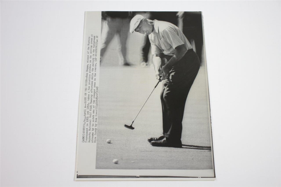 Three (3) Ben Hogan at The 1967 Masters 7x9 Wire Photo - One in Cart with Clifford Roberts