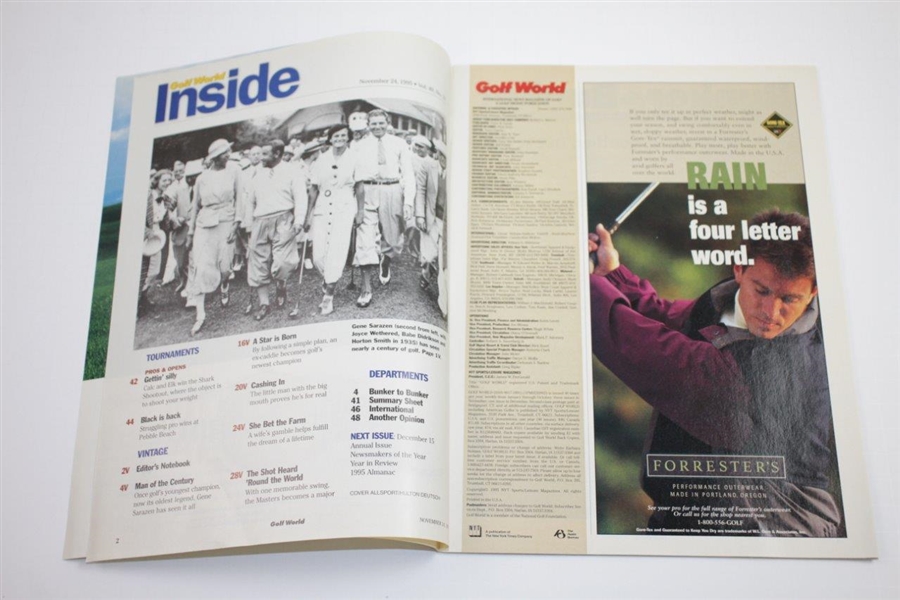 Gene Sarazen Signed 1995 Golf World 'The Squire' Magazine JSA ALOA