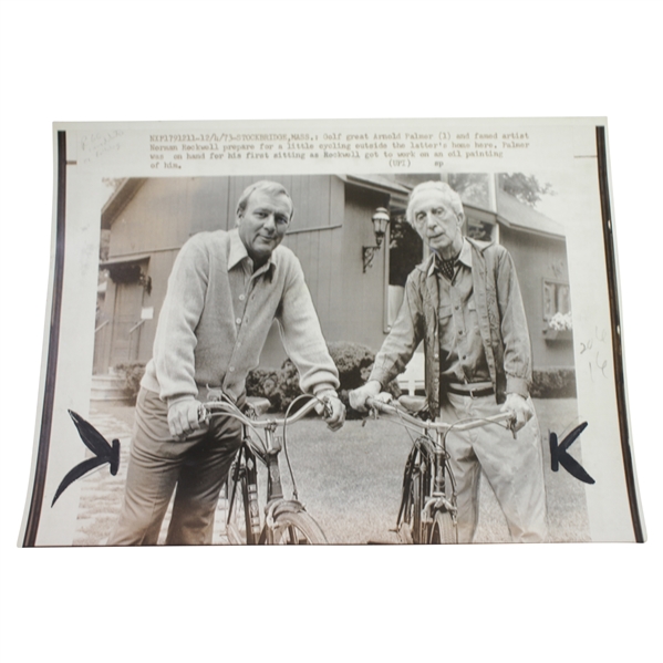 Arnold Palmer & Norman Rockwell 1973 Wire Photo - Riding Bikes 12/4/73