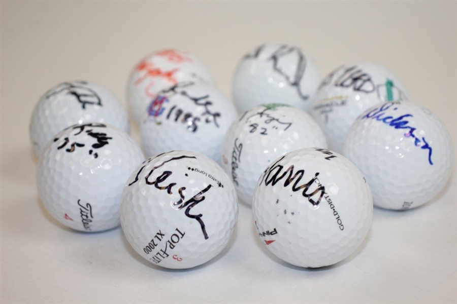 Ten (10) Amateur Championship Winners Signed Golf Balls JSA ALOA