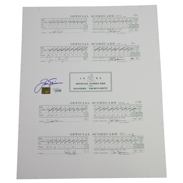 Jack Nicklaus Signed 1986 Masters Scorecard Display - Fanatics/Golden Bear Authentication Stickers
