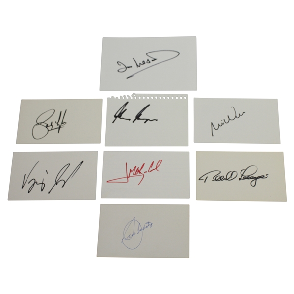 Seve, Vijay, Olazabal, Weir, Langer, Lyle, Woosnam, & Player Signed 3x5 Cards JSA ALOA