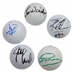 Greg Norman, Justin Leonard, David Duval, Tom Weiskopf, & Tom Lehman Signed Golf Balls JSA ALOA