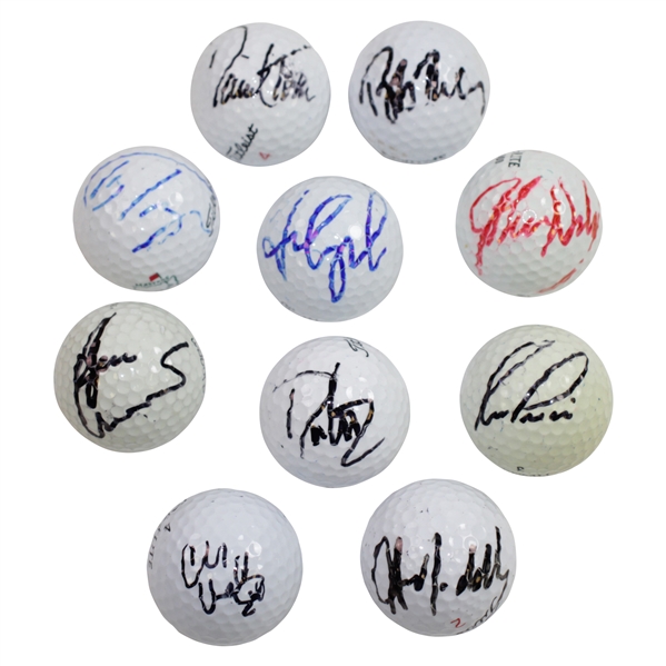 Ten (10) Signed Golf Balls - Price, Couples, Toms, Daly, & others JSA ALOA