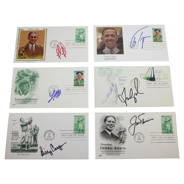 Six (6) Signed Cachets Signed by Nicklaus, Casper, Couples, & others JSA ALOA