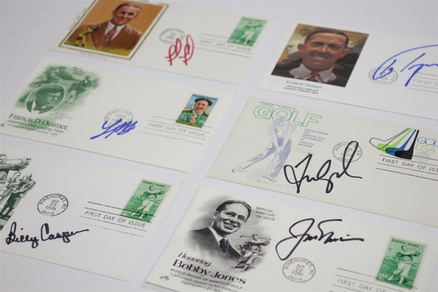 Six (6) Signed Cachets Signed by Nicklaus, Casper, Couples, & others JSA ALOA