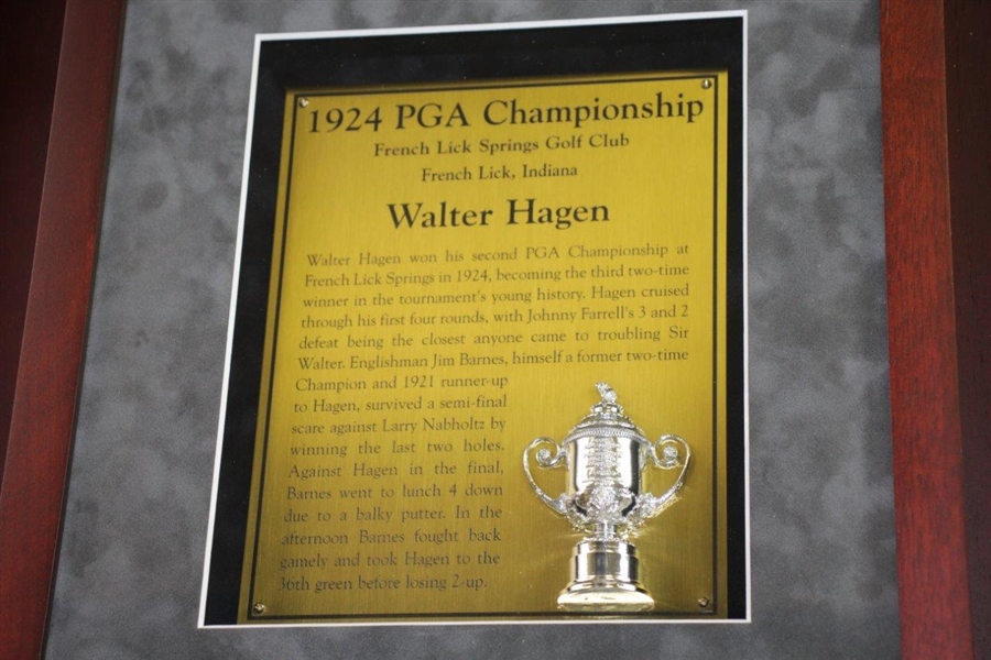Walter Hagen's Personal Used Walking Stick/Seat in Custom Cherry Wood Display Tribute To 1924 PGA Win