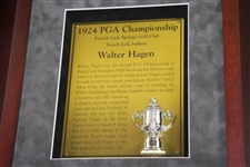 Walter Hagen's Personal Used Walking Stick/Seat in Custom Cherry Wood Display Tribute To 1924 PGA Win