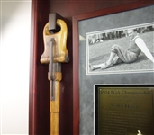 Walter Hagen's Personal Used Walking Stick/Seat in Custom Cherry Wood Display Tribute To 1924 PGA Win