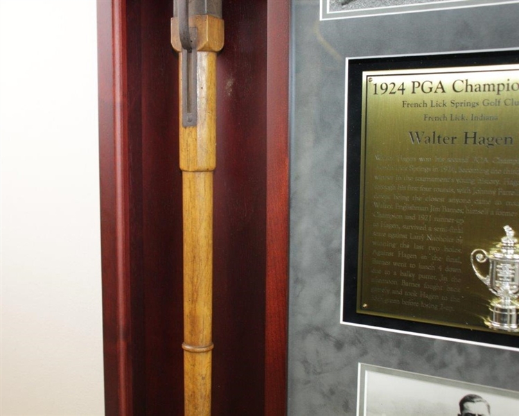 Walter Hagen's Personal Used Walking Stick/Seat in Custom Cherry Wood Display Tribute To 1924 PGA Win