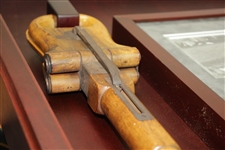 Walter Hagen's Personal Used Walking Stick/Seat in Custom Cherry Wood Display Tribute To 1924 PGA Win