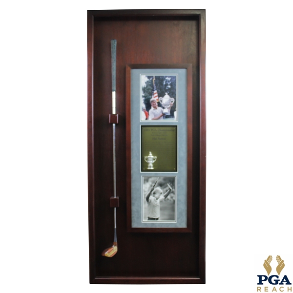 Hal Suttons Personal Used 1983 PGA Championship at Riviera Winning 3-Wood in Custom Cherry Wood Display