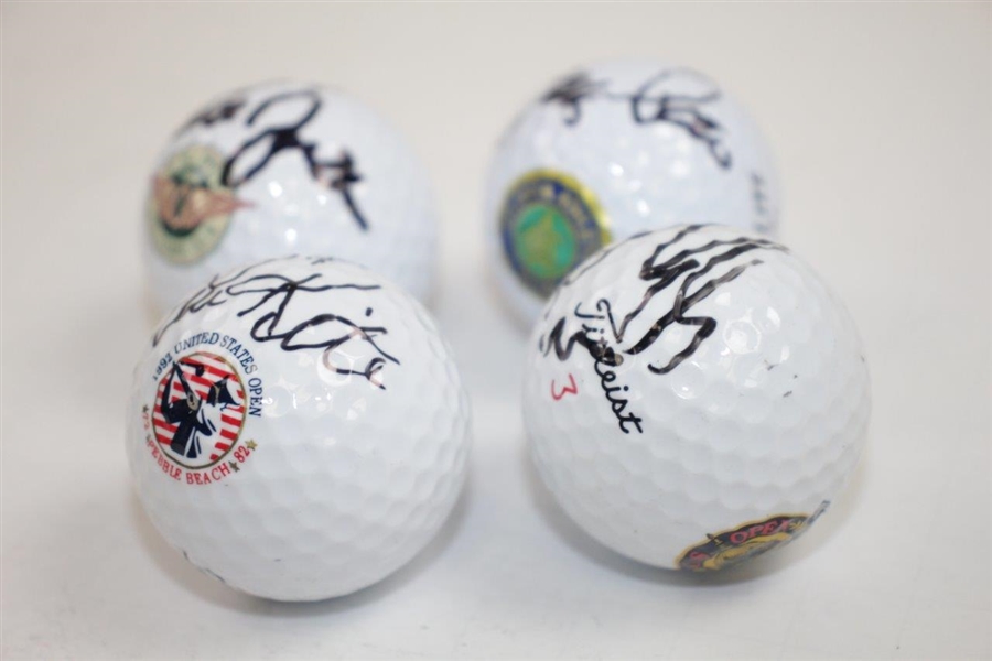 Pate, Janzen, Kite, & Els US Open Champs Signed on Course Won Logo Golf Balls JSA ALOA