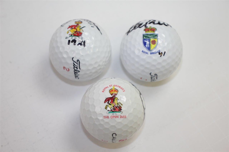 Trevino, Rogers, & Curtis OPEN Champs Signed on Course Won Logo Golf Balls JSA ALOA