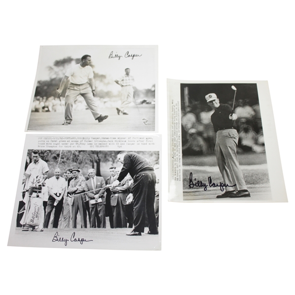 Three Billy Casper Signed 1950-60s Wire Photos JSA ALOA