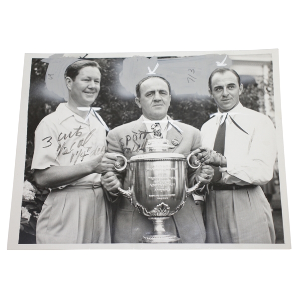 Byron Nelson 1940 PGA Win with Trophy & Sam Snead Type 2 Worldwide Wire Photo