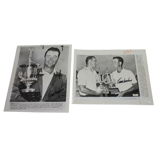 Two Ken Venturi Signed 1958 & 1959 Chicago Open Wins Wire Photos JSA ALOA