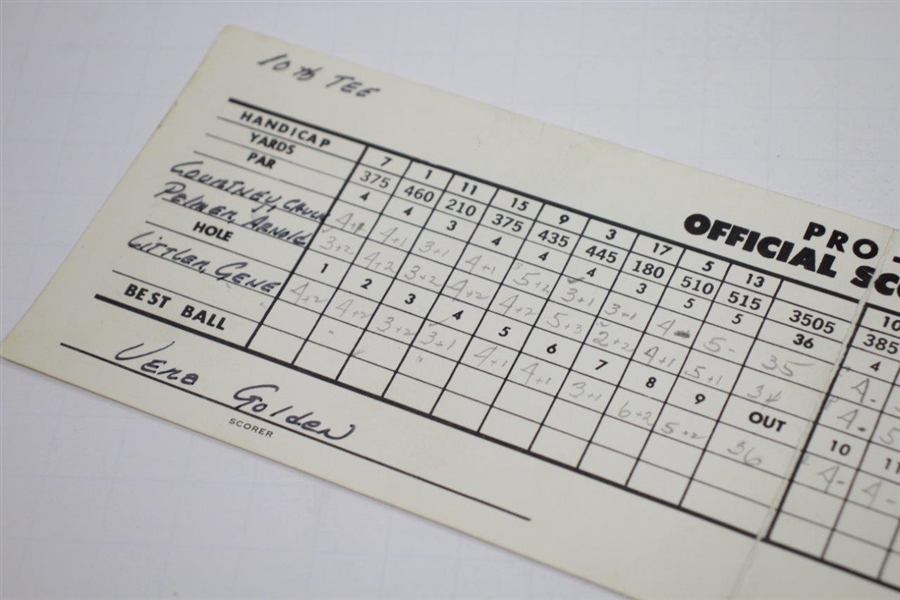 1965 Los Angeles Open Pro-Am Official Scorecard with Arnold Palmer and Gene Littler 