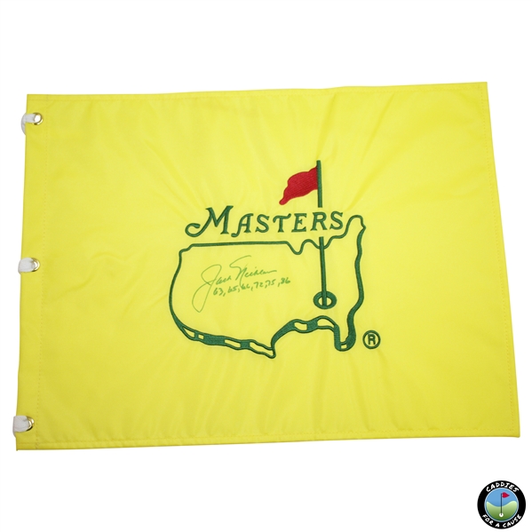 Jack Nicklaus Signed Masters Undated Flag with Years Won Notation JSA ALOA