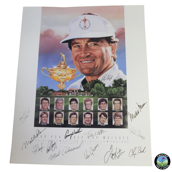 1989 US Ryder Cup at The Belfry Team Signed Poster Including Payne Stewart JSA ALOA