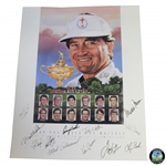 1989 US Ryder Cup at The Belfry Team Signed Poster Including Payne Stewart JSA ALOA