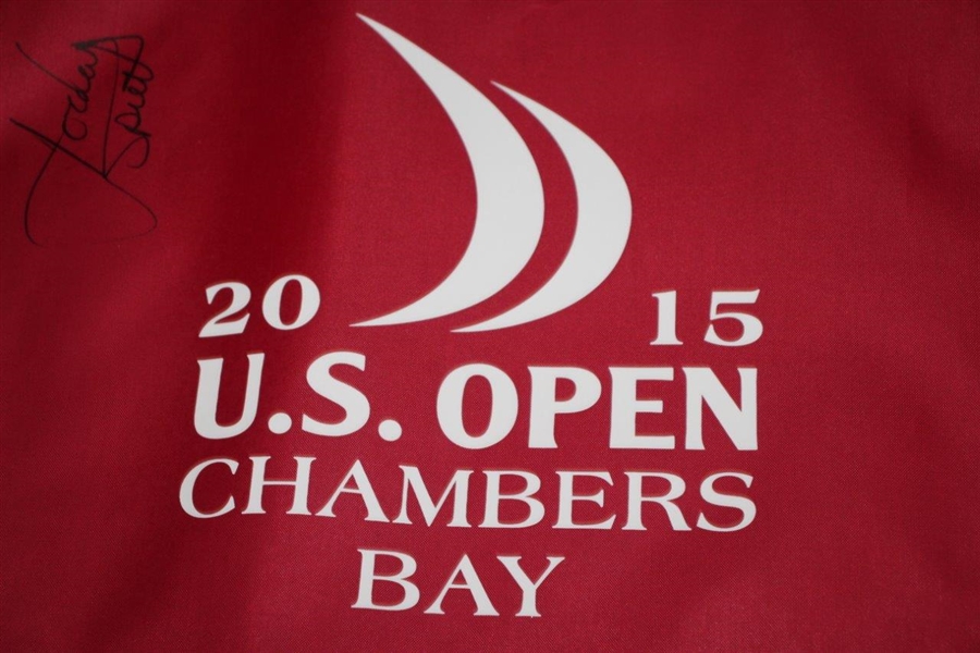 Jordan Spieth Signed 2015 US Open at Chambers Bay Red Screen Flag JSA ALOA
