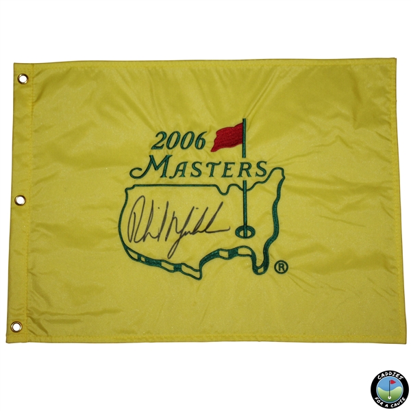 Phil Mickelson Signed 2006 Masters Embroidered Flag JSA ALOA