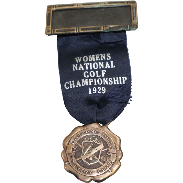 1929 Women's Amateur Championship at Oakland Hills Badge/Ribbon - Glenna Collett Winner