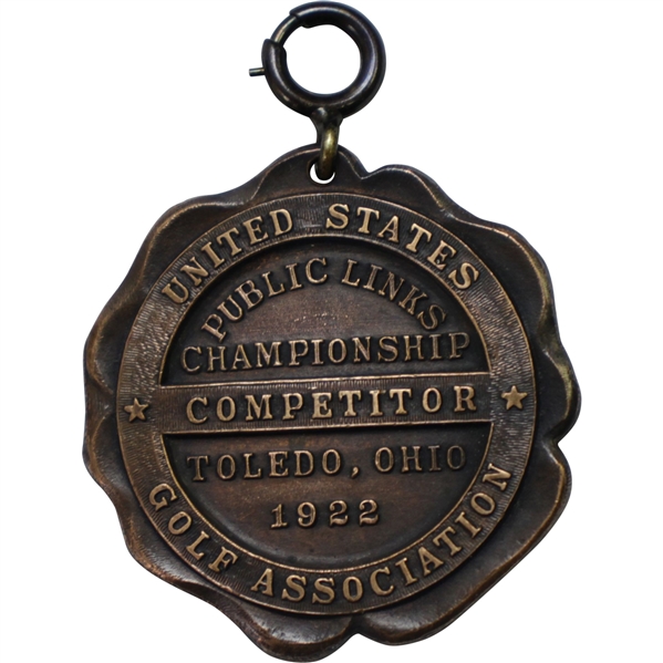 1922 USGA Public Links Championship at Ottawa Park Contestant Badge - First Championship
