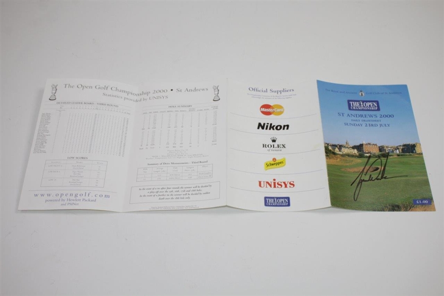 Tiger Woods Signed 2000 OPEN Championship at St. Andrews FINAL DAY Pairing Sheet JSA ALOA