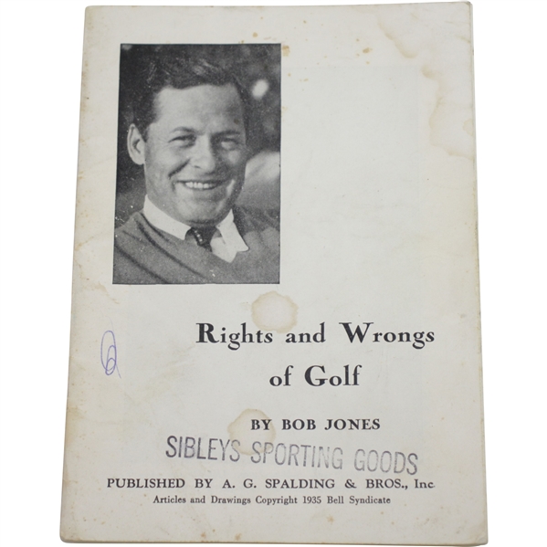 1935 Rights and Wrongs of Golf Booklet by Bobby Jones