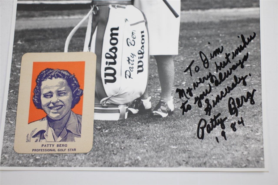 Patty Berg Signed Photo with Personalized Inscription & Attached Golf Card JSA ALOA