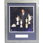 Golf Digest Tiger Woods Foundation Photo with Masters, US Open, OPEN, US Amateur, & PGA Trophies - Framed