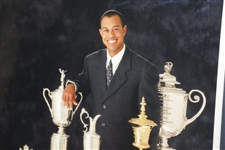 Golf Digest Tiger Woods Foundation Photo with Masters, US Open, OPEN, US Amateur, & PGA Trophies - Framed