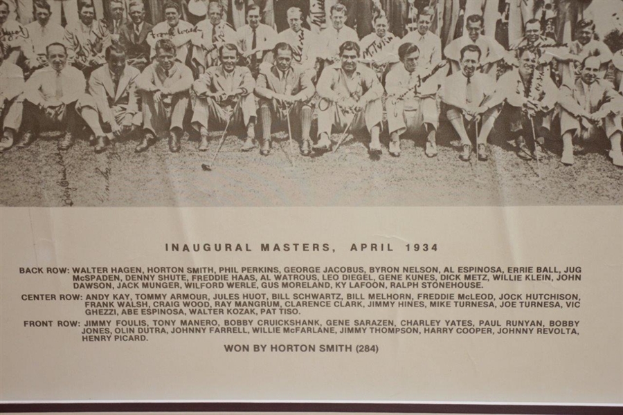 Inaugural Masters April 1934 Matted Display Print with Player Key - Not Original Photo