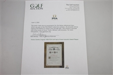 Horton Smith's Original 1958 PGA Golf Hall of Fame Induction Award Plaque