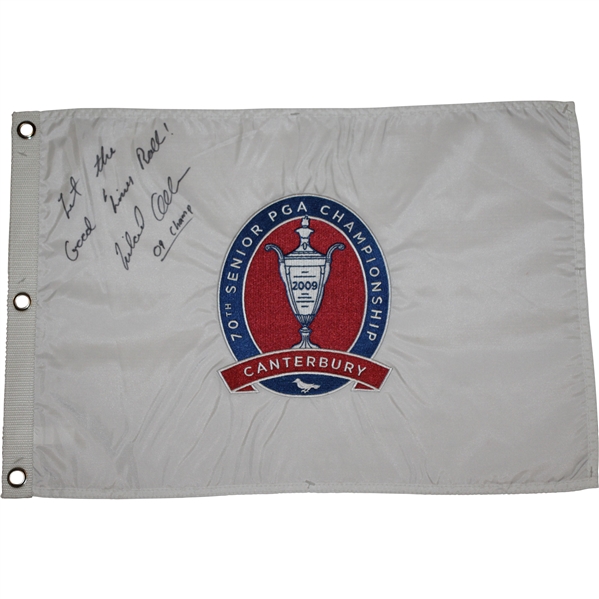 Michael Allen Signed 70th Senior PGA Championship Embroidered Flag with "Good Times Roll" & 09 Champ JSA ALOA