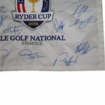 2018 Ryder Cup at Le Golf National European Team Signed Embroidered Flag JSA ALOA