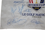 2018 Ryder Cup at Le Golf National European Team Signed Embroidered Flag JSA ALOA