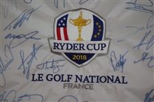 2018 Ryder Cup at Le Golf National European Team Signed Embroidered Flag JSA ALOA