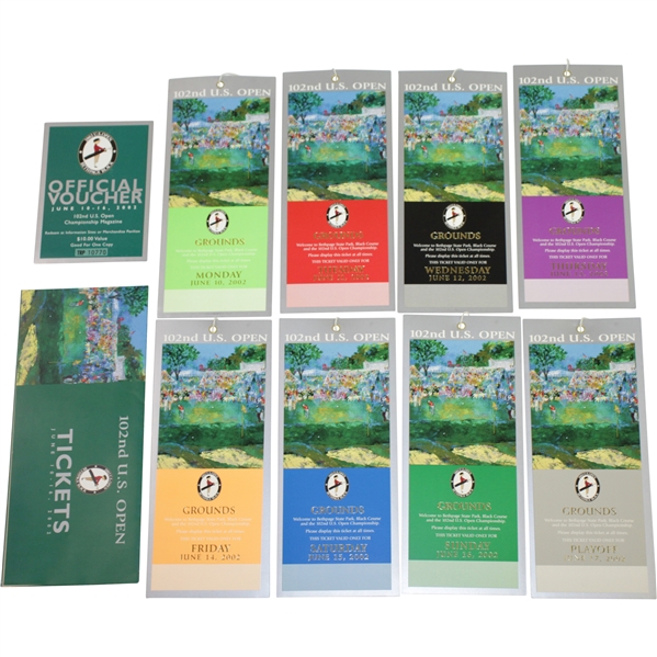 Full 2002 US Open at Bethpage Black Ticket Set - Tiger Woods Win