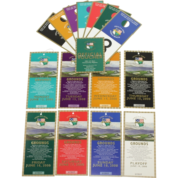 Full 2000 US Open at Pebble Beach Ticket Set with Parking Passes - Tiger Woods Win