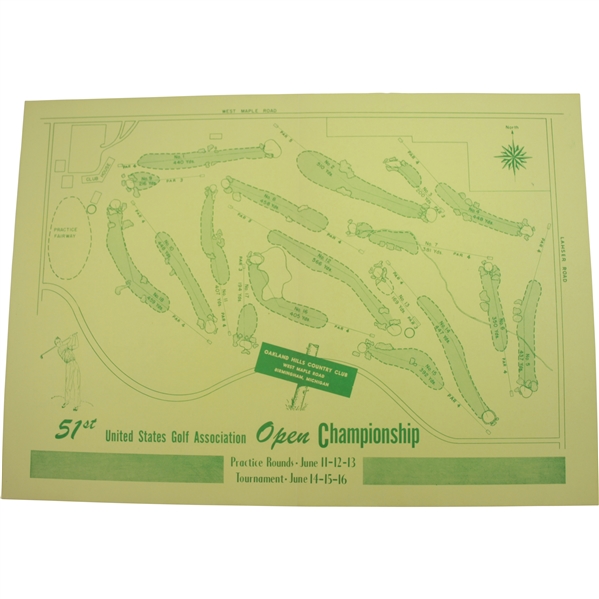 1951 US Open at Oakland Hills Country Club Course Map