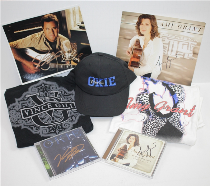 Vince Gill & Amy Grant Gill Signed CD's & 8x10 Photos with Shirts & Hat JSA ALOA
