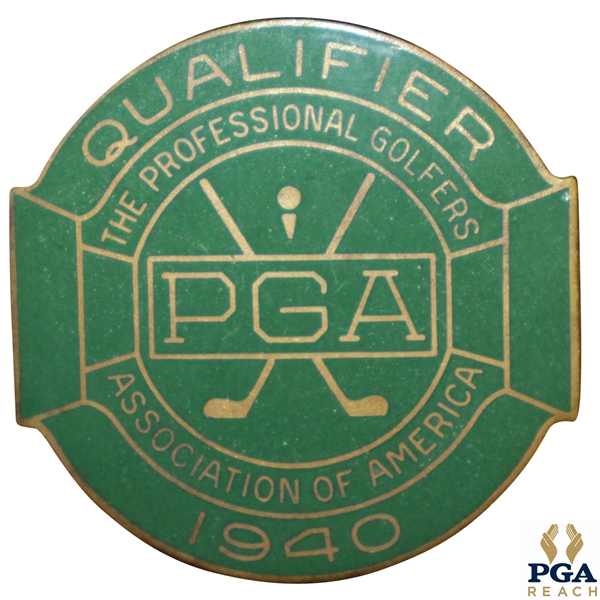 1940 PGA Championship at Hershey CC Contestant Badge - Byron Nelson Winner