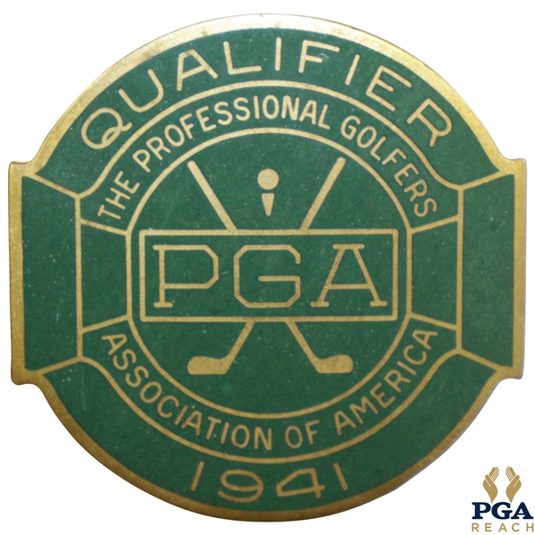 1941 PGA Championship at Cherry Hills CC Contestant Badge - Vic Ghezzi Winner