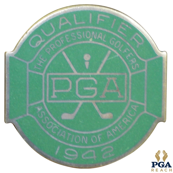 1942 PGA Championship at Seaview CC Contestant Badge - Sam Snead Winner