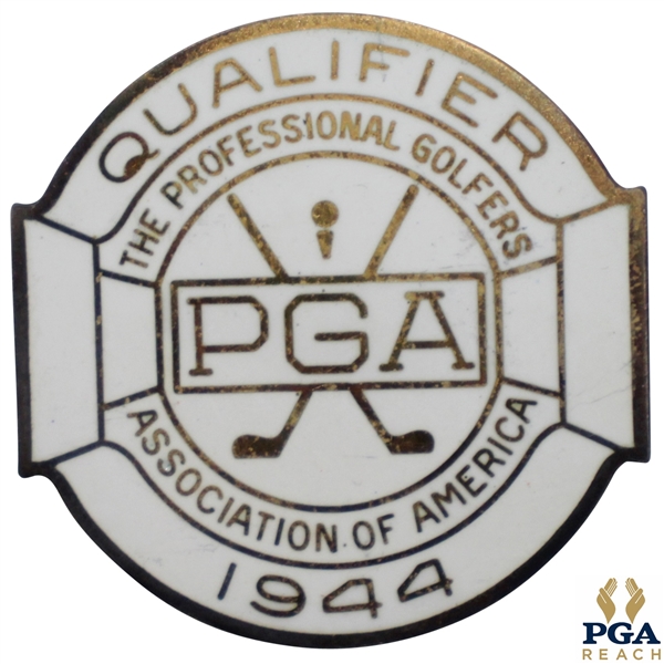 1944 PGA Championship at Manito G&CC Contestant Badge - Bob Hamilton Winner